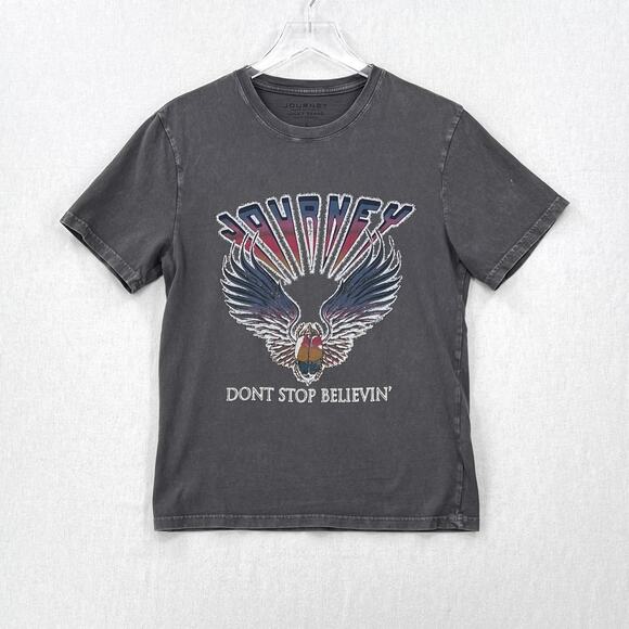 LUCKY BRAND Journey Band Tee Mens Gray Small Short Sleeve Crew Neck Unisex Shirt - Picture 1 of 12